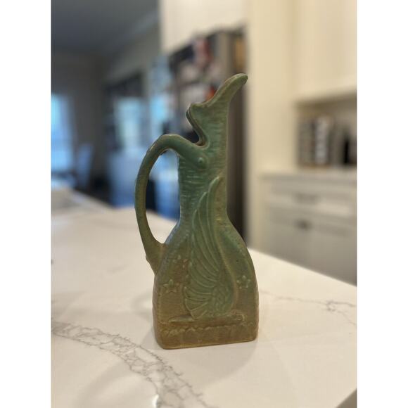 Niloak American Pottery Pitcher 1940s Eagle Stars Celadon Green Art Deco Vase - Picture 3 of 16
